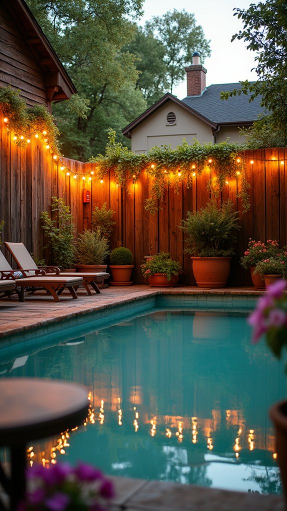 19 Practical Pool Fence Lighting Ideas That Boost Security and Style cozy poolside string lights