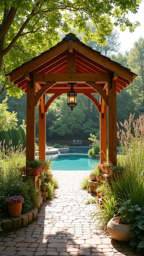21 Backyard Pool Gazebo Ideas That Anchor the Space cozy rustic outdoor retreat