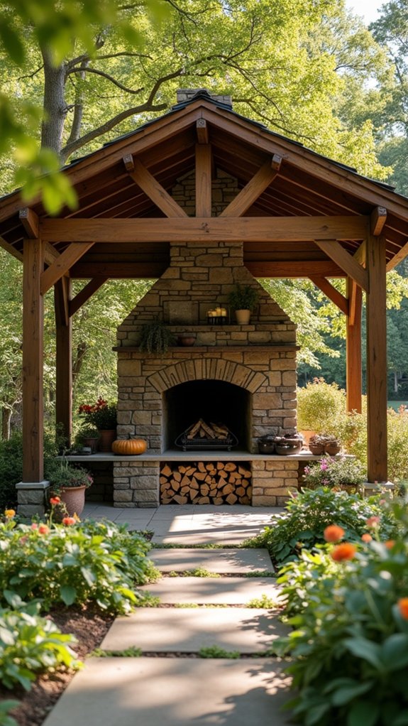 22 Warm Pool Gazebo With Fireplace Ideas That Extend the Season cozy rustic wooden gazebo