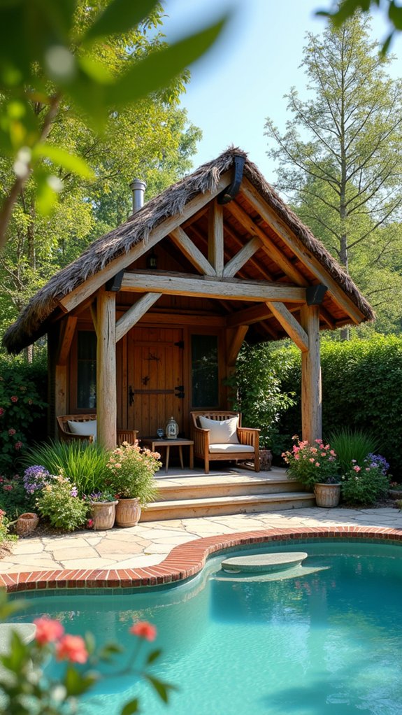 24 Beautiful Pool Gazebo Ideas That Add Shade and Structure cozy rustic wooden retreat