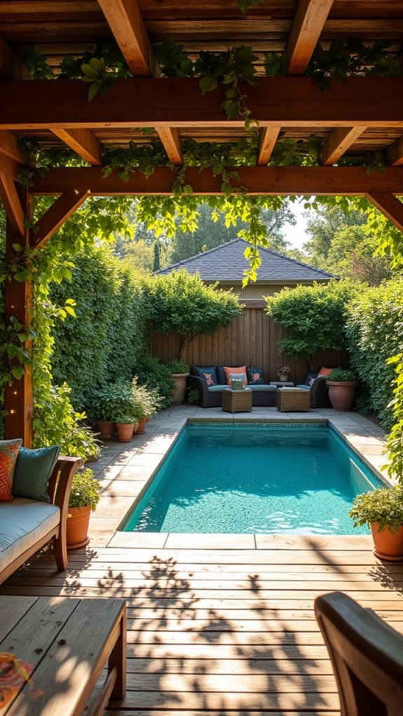 19 Smart Small Pool House Ideas That Maximize Tight Spaces cozy shaded relaxation area
