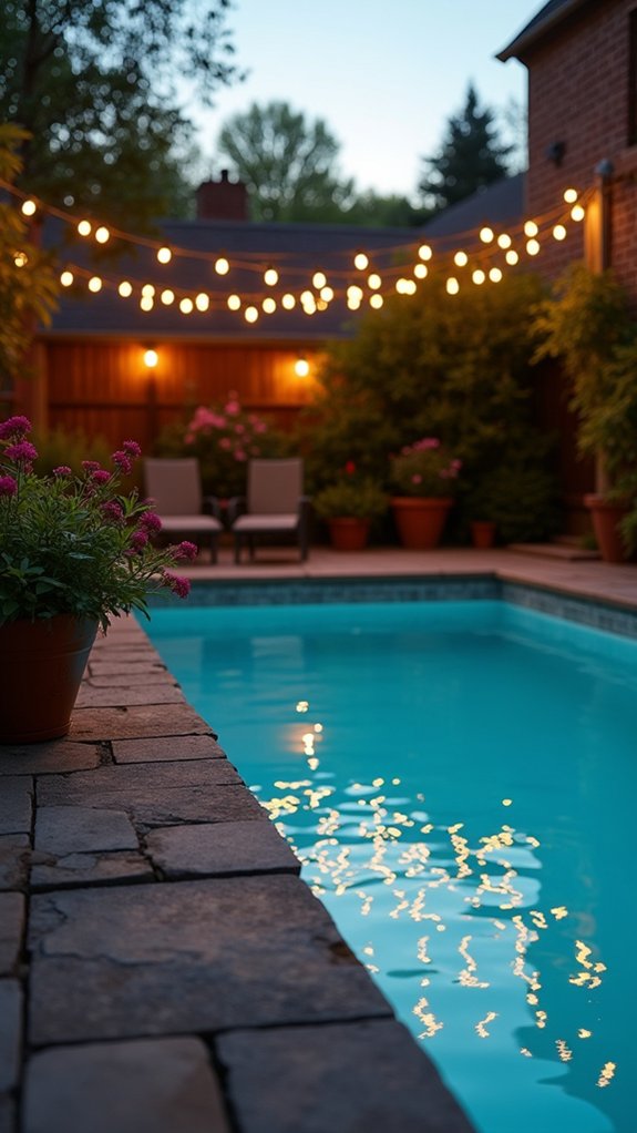 20 Creative Pool Lighting Ideas That Give Your Yard Extra Personality cozy string lights ambiance