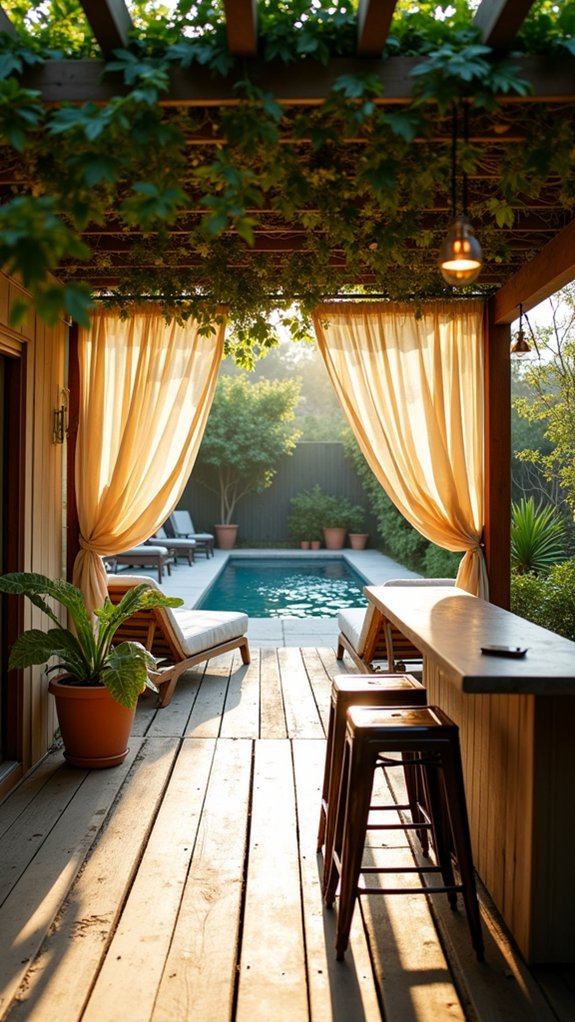 23 Fun Pool Pergola With Bar Ideas For Social Evenings cozy vintage outdoor gathering