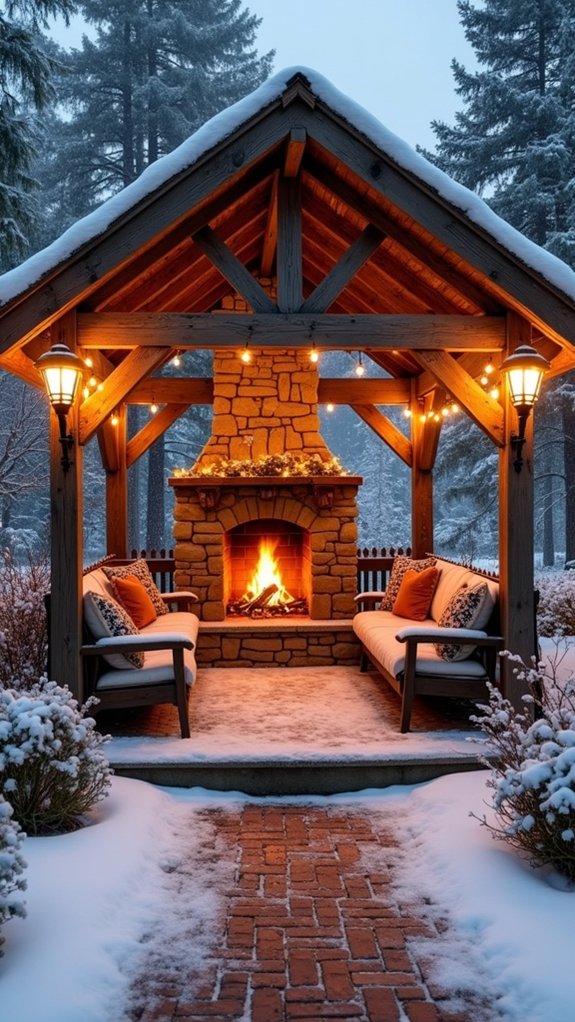 22 Warm Pool Gazebo With Fireplace Ideas That Extend the Season cozy winter gathering space