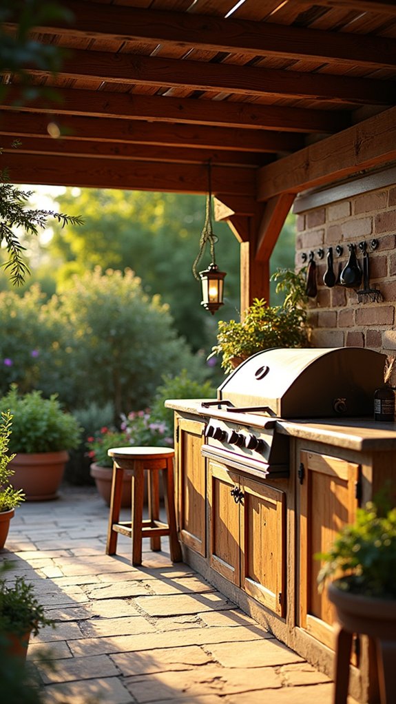 19 Rustic Pool Pergola Ideas With Earthy Appeal culinary haven under pergola