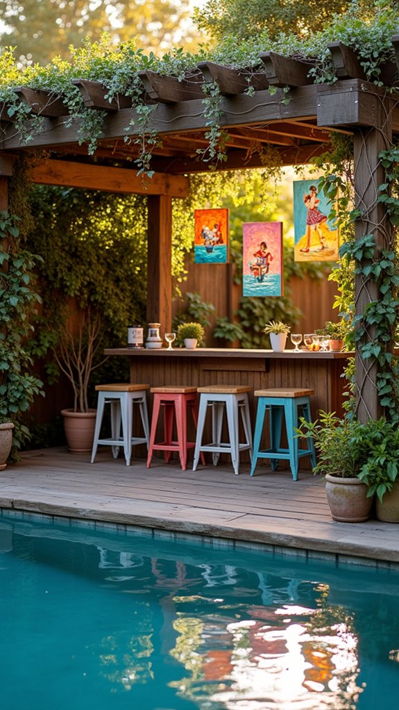 23 Fun Pool Pergola With Bar Ideas For Social Evenings custom artistic outdoor pergola