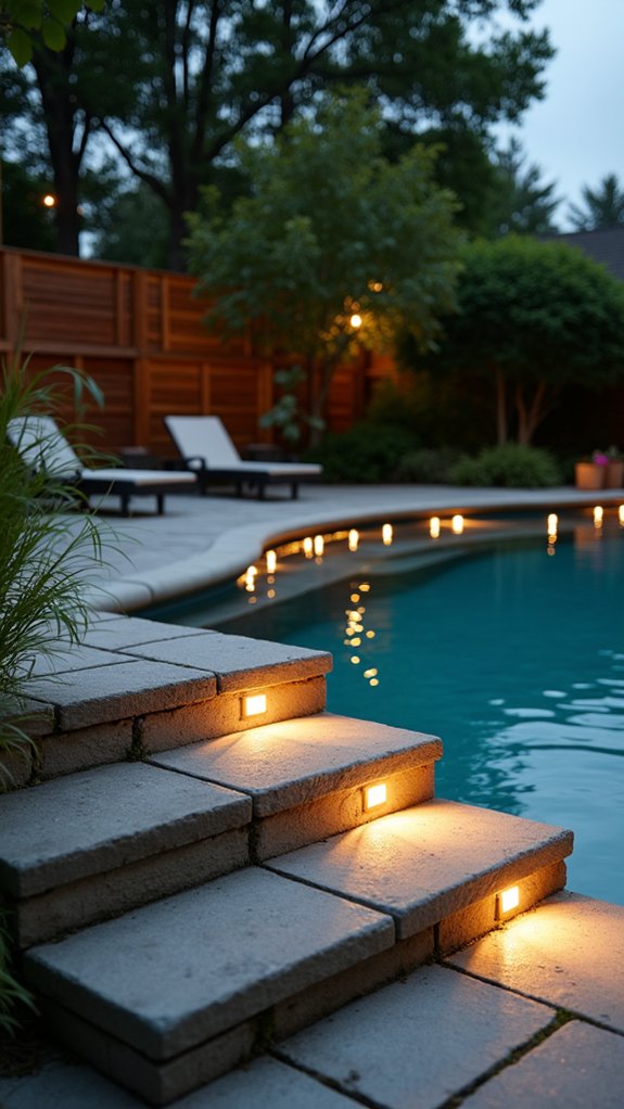 20 Subtle Pool Step Lighting Ideas That Keep Every Stair Visible customizable vibrant pool lighting
