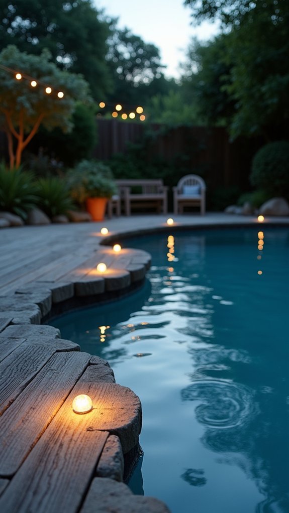 24 Soft Pool Edge Lighting Ideas That Outline the Water Beautifully dreamy poolside light reflections