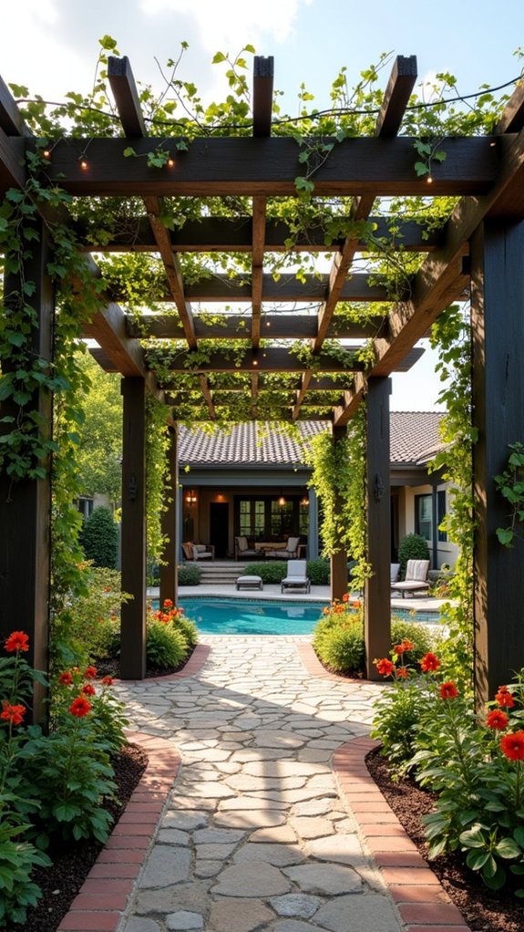 20 Refined Pool Pergola Design Ideas With Architectural Interest dynamic multi level pergola design