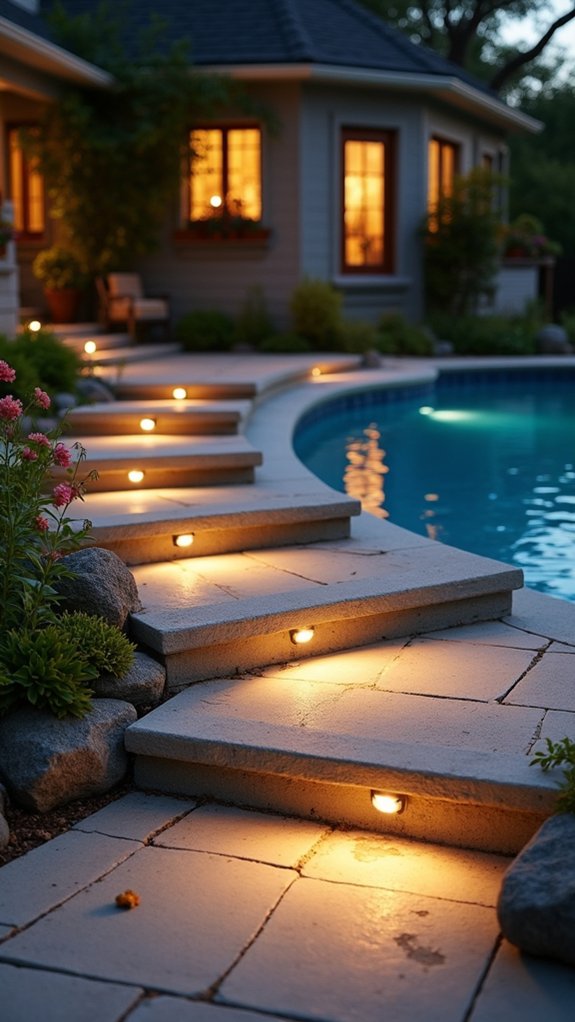 20 Subtle Pool Step Lighting Ideas That Keep Every Stair Visible eco friendly outdoor illumination solution