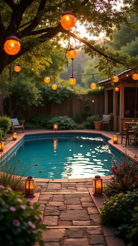 18 Creative Backyard Above Ground Pool Lighting Ideas For Dark Evenings eco friendly poolside lighting solution