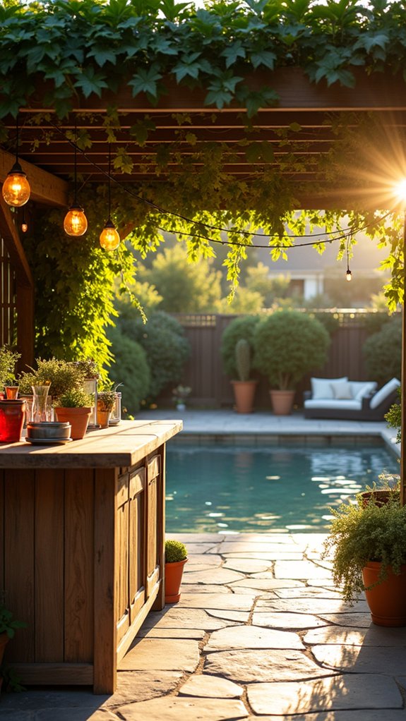 23 Fun Pool Pergola With Bar Ideas For Social Evenings eco friendly solar lit pergola