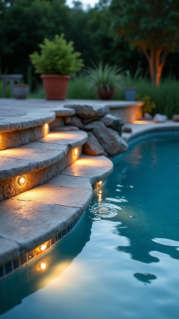 24 Soft Pool Edge Lighting Ideas That Outline the Water Beautifully elegant illuminated pool steps