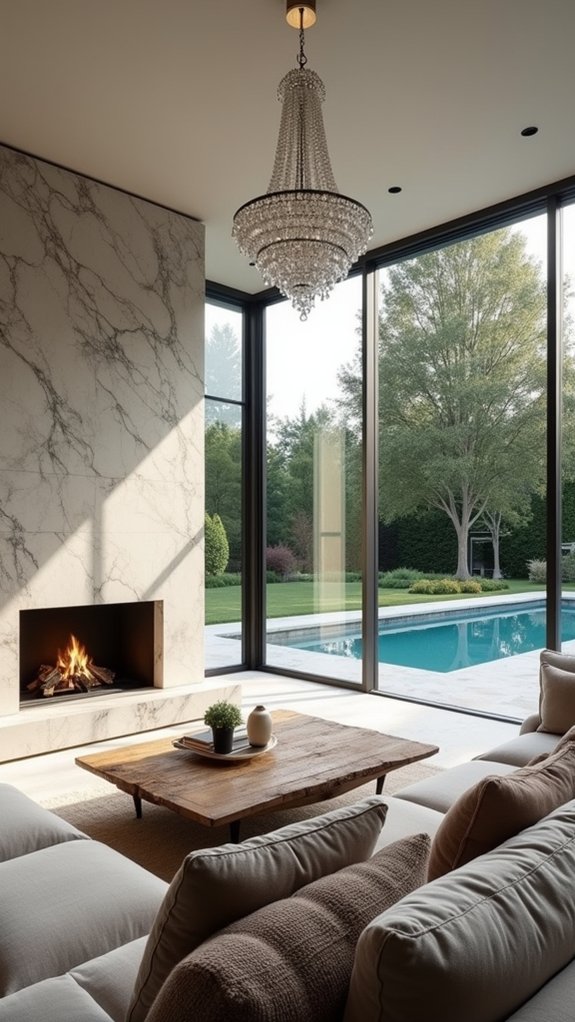 24 Cozy Pool House With Fireplace Ideas For Year Round Comfort elegant marble fireplace ambiance