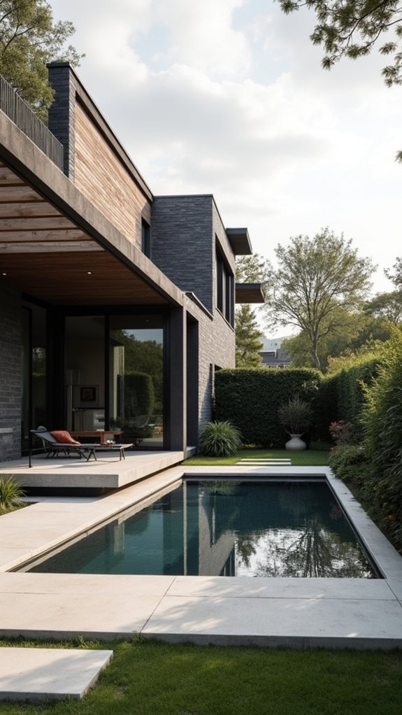 20 Modern Pool House Ideas With Sleek Architectural Details elegant minimalist monochrome design