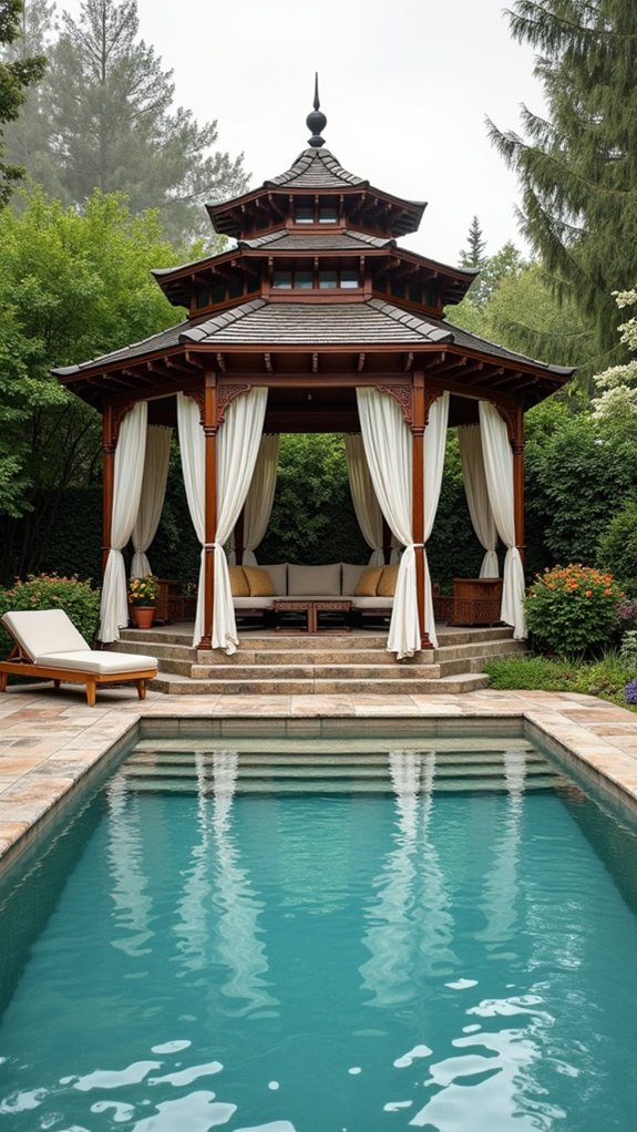 23 Elegant Pool House With Gazebo Ideas For Outdoor Gatherings elegant multi tier gazebo design