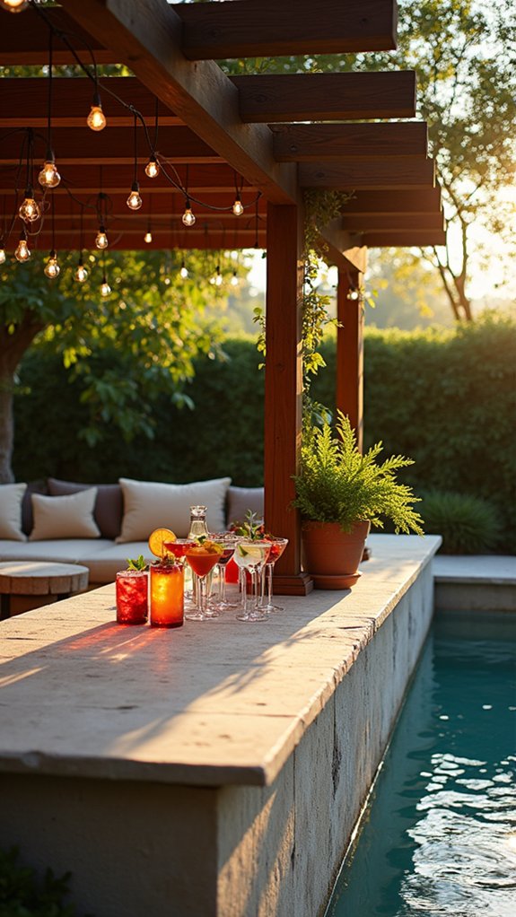 23 Fun Pool Pergola With Bar Ideas For Social Evenings elegant outdoor entertaining space