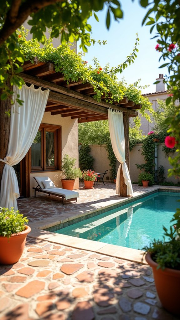 22 Mediterranean Pool House Ideas With Sun Washed Character elegant pergola relaxation space