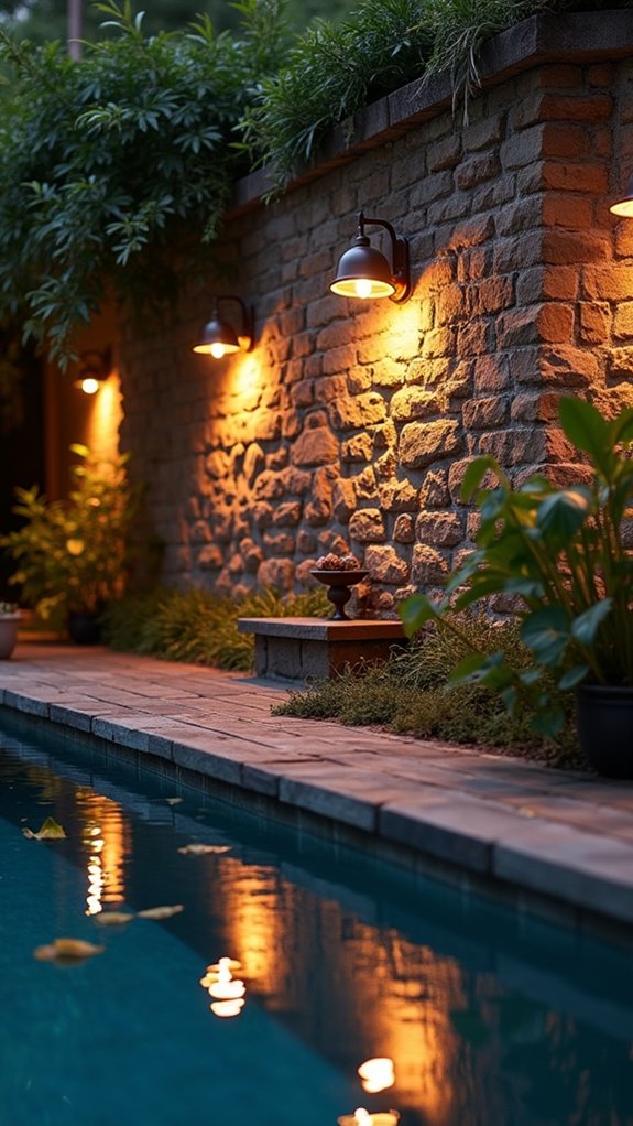 23 Warm Pool Wall Lighting Ideas That Wash Surfaces With Gentle Light elegant poolside lighting fixtures