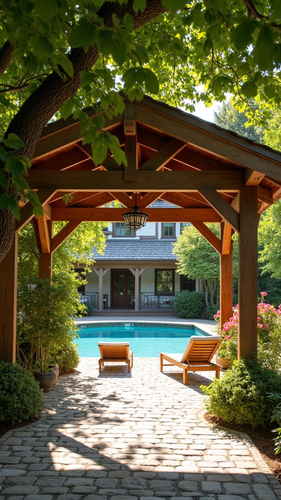 24 Beautiful Pool Shade Pavilion Ideas That Create a Retreat elegant poolside relaxation space