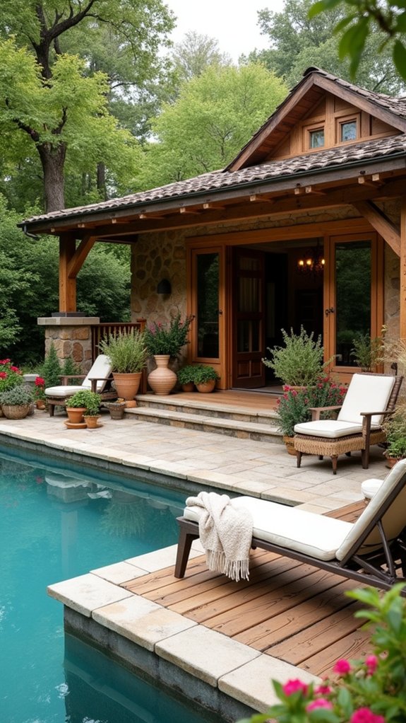 19 Rustic Pool House Ideas With Warm Natural Charm elegant poolside retreat ambiance