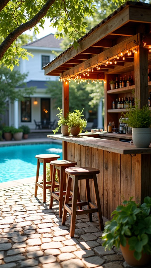 24 Farmhouse Pool House Ideas Full of Cozy Country Style elegant rustic pool bar