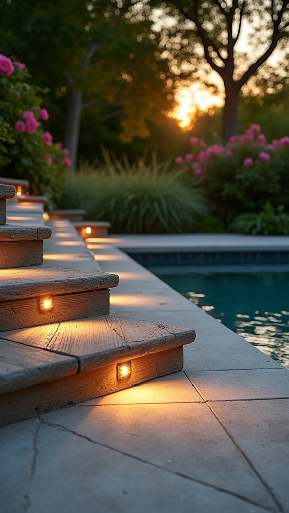 20 Subtle Pool Step Lighting Ideas That Keep Every Stair Visible elegant stair illumination solution