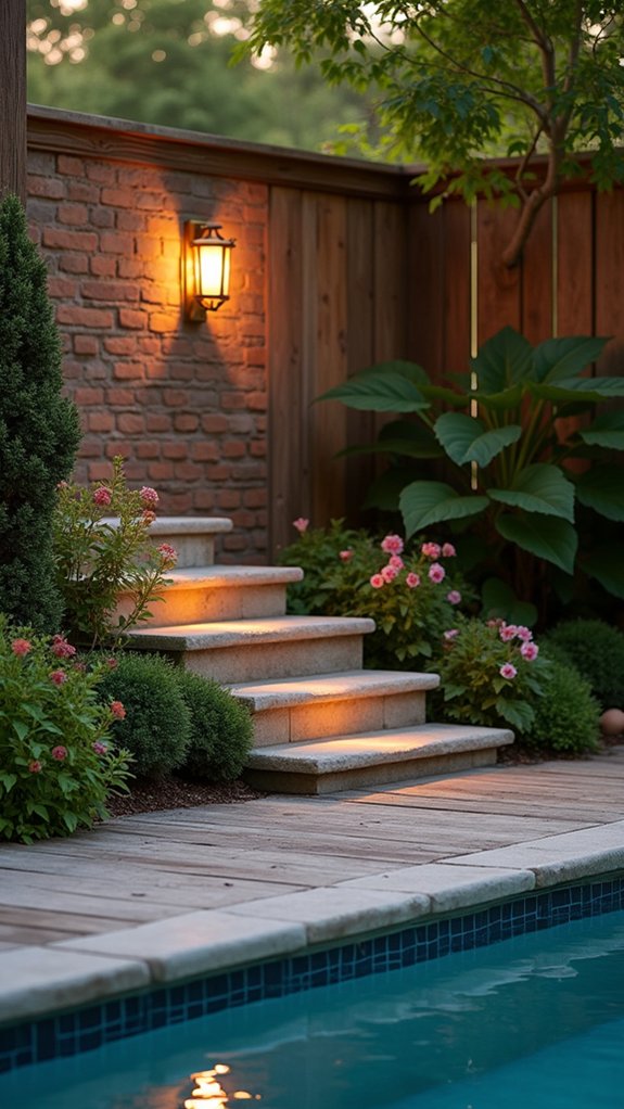 20 Subtle Pool Step Lighting Ideas That Keep Every Stair Visible elegant wall mounted sconces