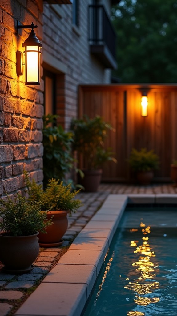 18 Relaxing Pool Lighting At Night Ideas That Create a Peaceful Mood elegant wall mounted sconces