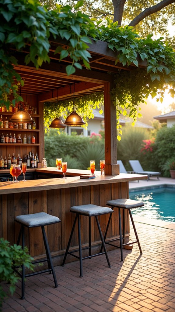 23 Fun Pool Pergola With Bar Ideas For Social Evenings elevated bar for entertaining