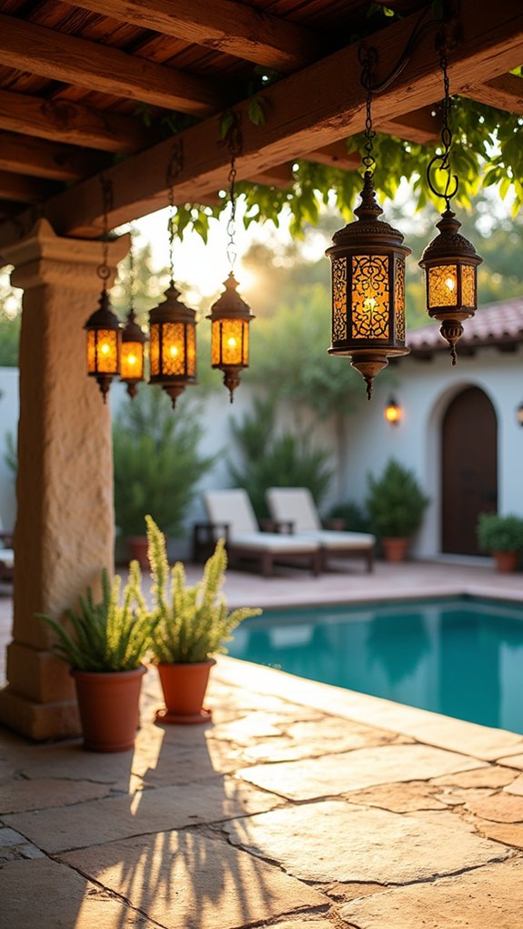 22 Mediterranean Pool House Ideas With Sun Washed Character enchanting evening lantern ambiance