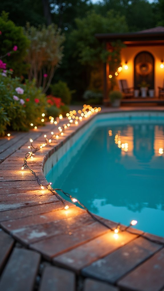 20 Romantic Pool Wedding Lighting Ideas That Feel Magical enchanting fairy light reflections