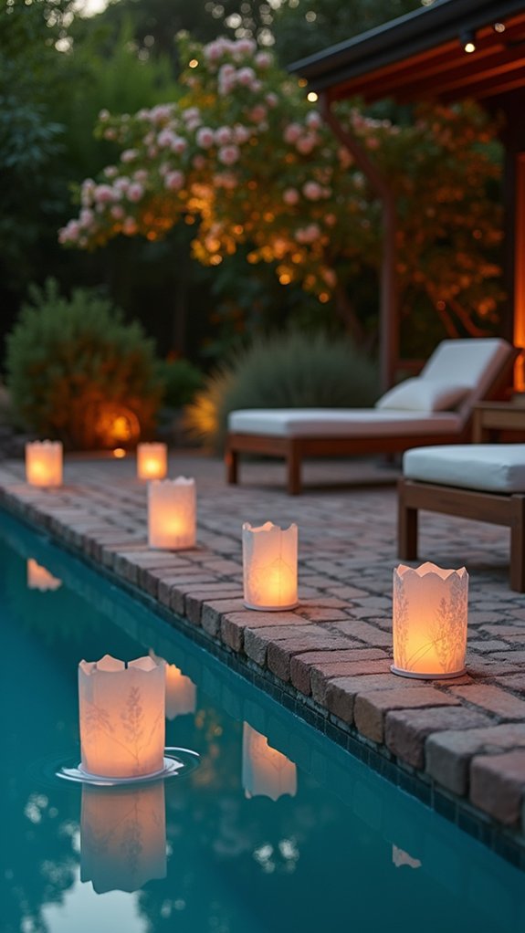 23 Gorgeous Backyard Pool Lighting Ideas That Create a Warm Evening Glow enchanting floating lantern ambiance