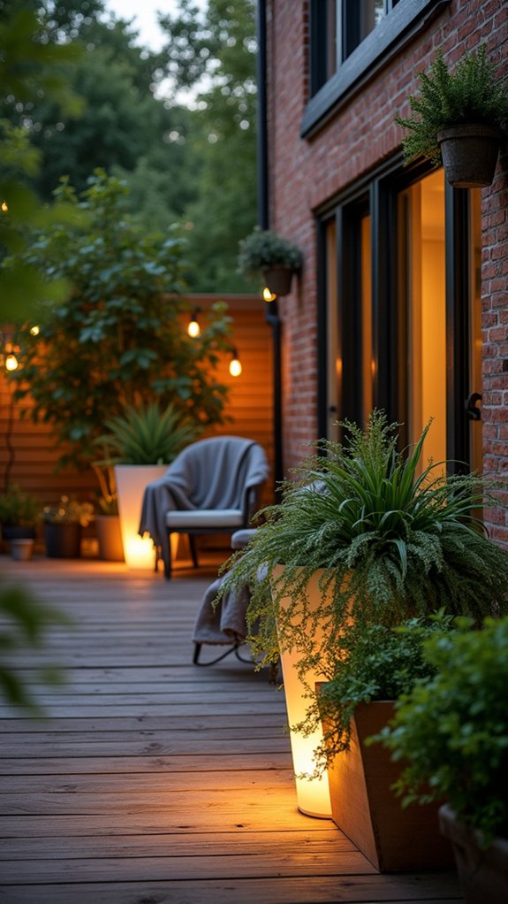 19 Modern Pool Lighting Ideas That Bring Sleek Nighttime Style enchanting illuminated outdoor planters