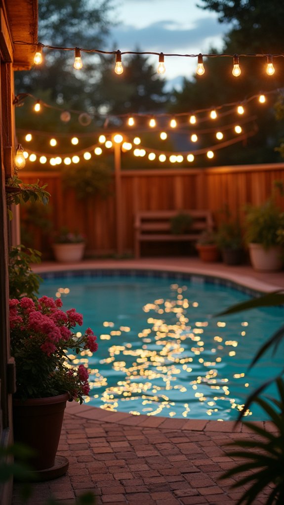 23 Charming String Lighting Around Pool Ideas That Add Simple Magic enchanting led deck illumination