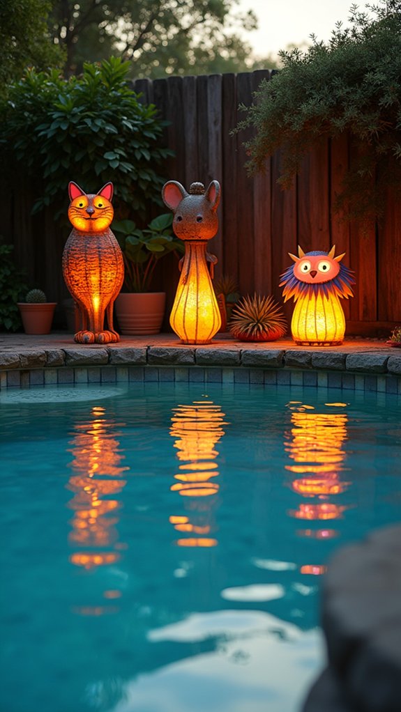 20 Creative Pool Lighting Ideas That Give Your Yard Extra Personality enchanting pool area sculptures
