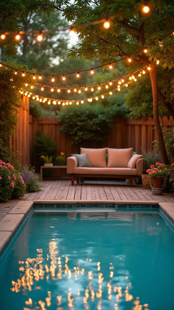 25 Bright Outdoor Pool Lighting Ideas That Elevate the Whole Yard enchanting poolside string lights