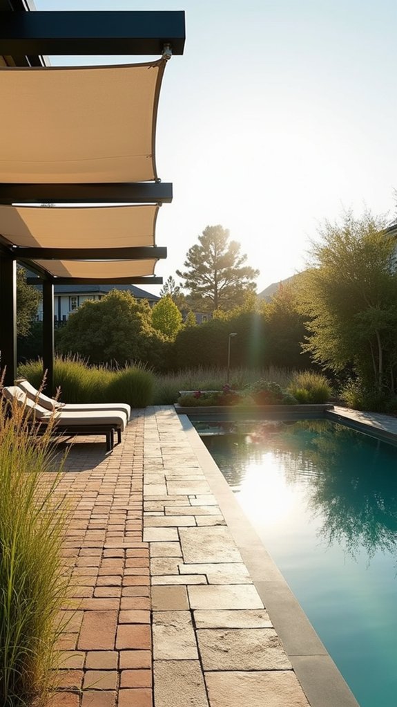 22 Modern Pool Pergola Ideas With Sleek Minimal Shapes flexible sun control options