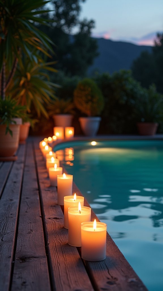 19 Outdoor Lighting Around Pool Ideas That Look Beautiful After Sunset flickering glow by poolside