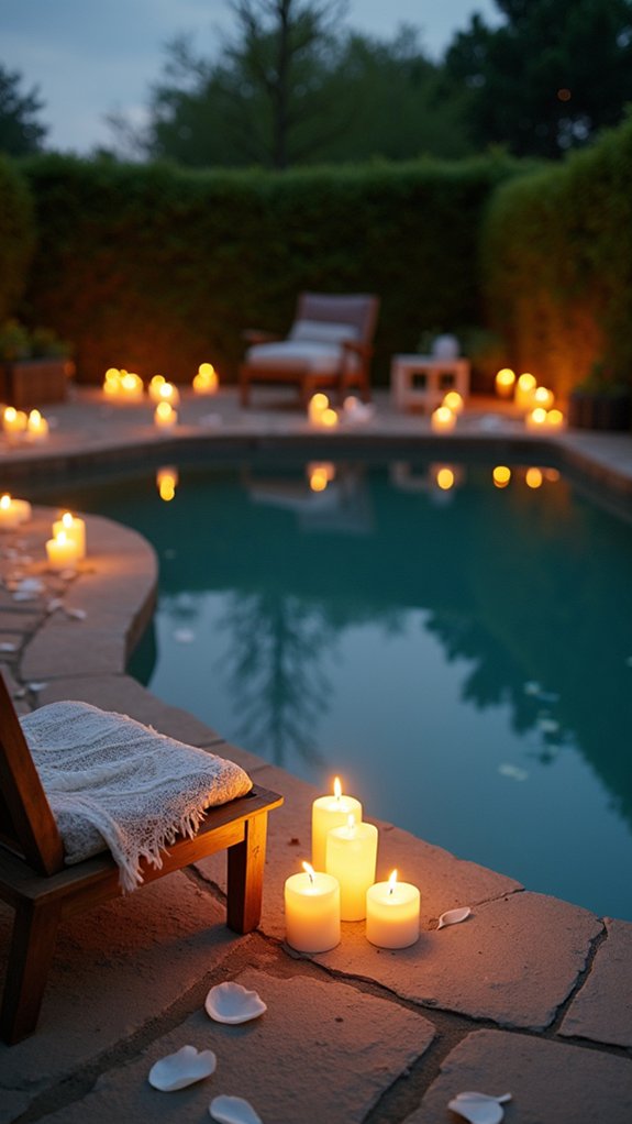 20 Romantic Pool Wedding Lighting Ideas That Feel Magical floating candles create romance