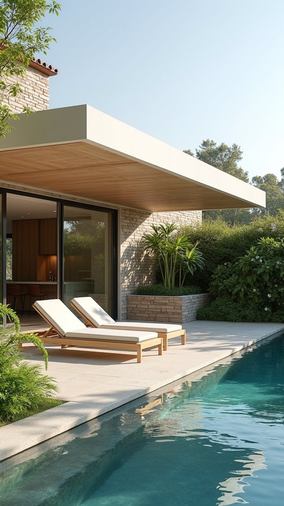 22 Modern Pool Pergola Ideas With Sleek Minimal Shapes floating roof outdoor elegance