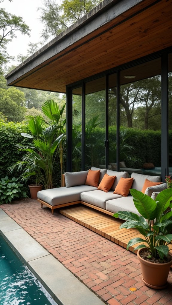 22 Tropical Pool Cabana Ideas That Feel Vacation Ready glass walled modern cabana