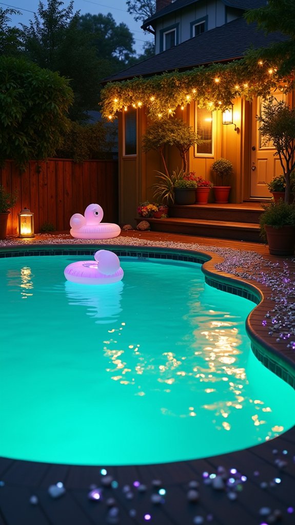 18 Creative Backyard Above Ground Pool Lighting Ideas For Dark Evenings glow in the dark pool fun