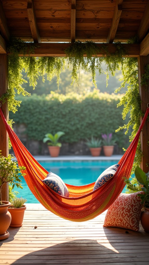 23 Creative Pool Cabana Decorating Ideas With Personality hammock for ultimate relaxation