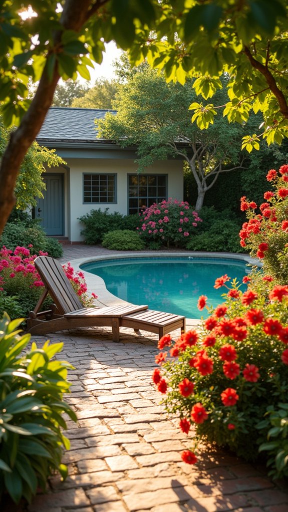 18 Natural Pool Shade Ideas That Rely on Beautiful Landscaping heat loving flowering shrubs