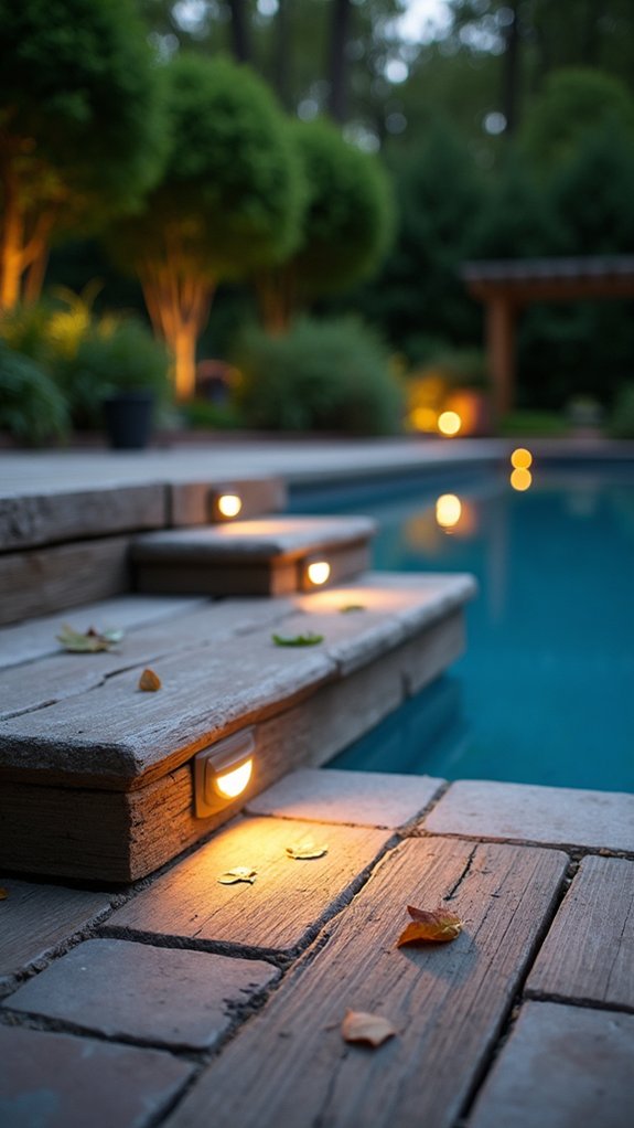 18 Clever Pool Deck Lighting Ideas That Improve Safety and Ambiance illuminate steps for safety