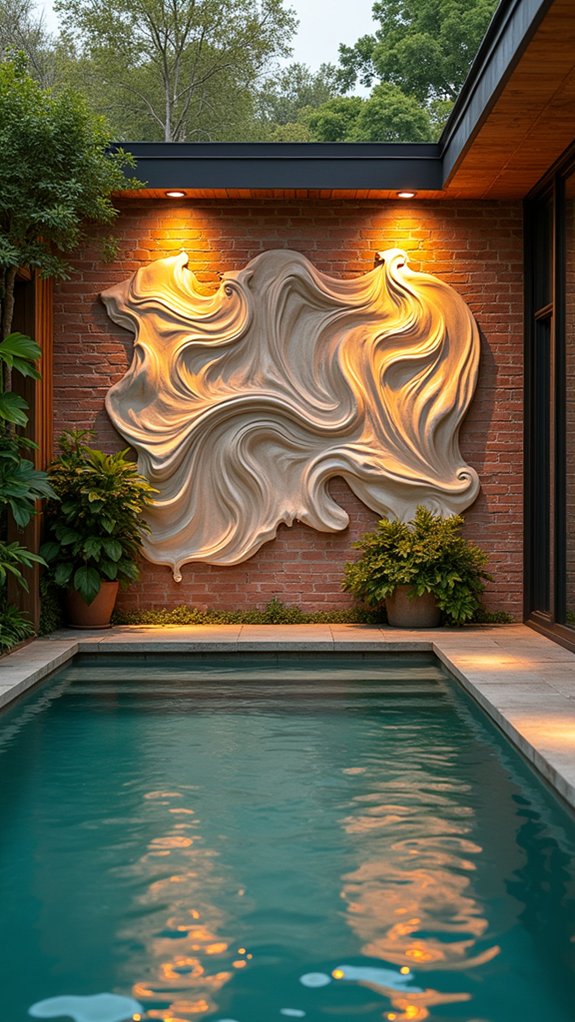 23 Warm Pool Wall Lighting Ideas That Wash Surfaces With Gentle Light illuminated artistic wall sculptures