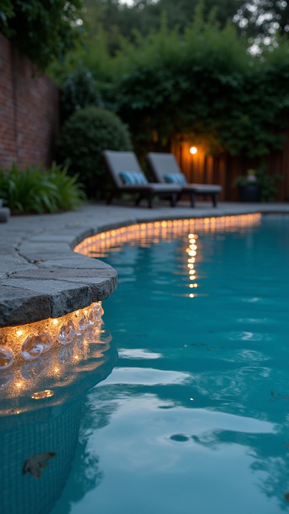 24 Soft Pool Edge Lighting Ideas That Outline the Water Beautifully illuminated glass pebble oasis