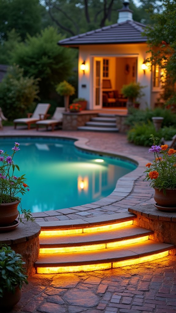 22 Event Ready Pool Lighting Ideas That Set the Perfect Scene illuminated led pool steps