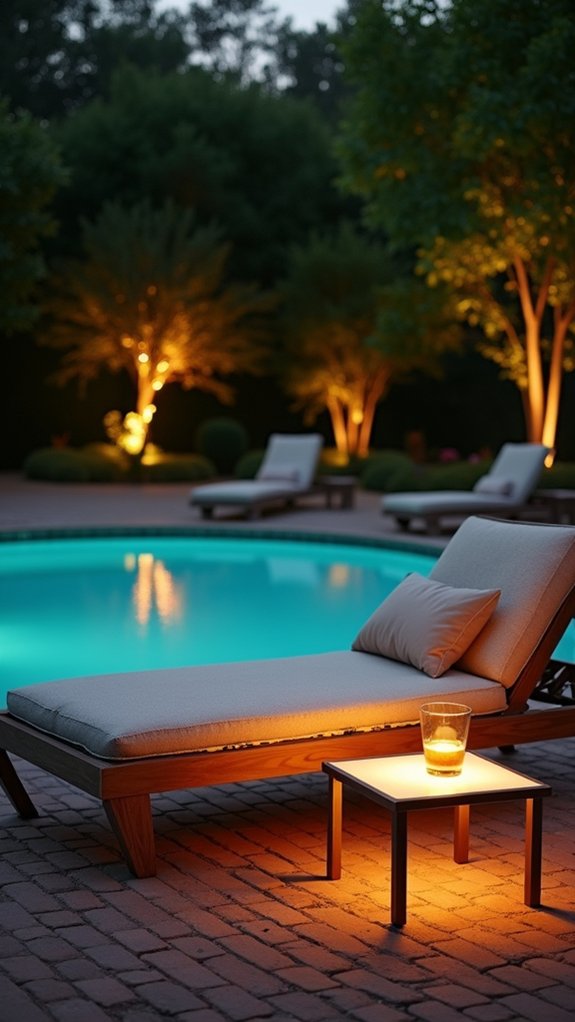 21 Brilliant Pool Lighting Ideas That Change Your Nighttime Atmosphere illuminated loungers enhance ambiance